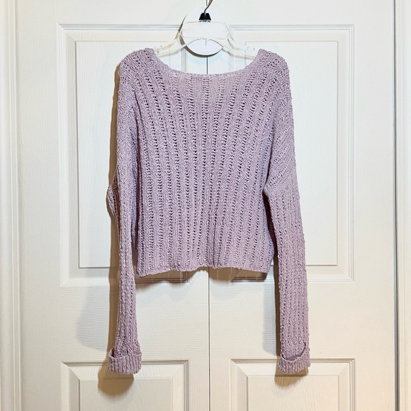 SKY AND SPARROW Women’s Open Weave Sweater Lavender Size S - Picture 7 of 7